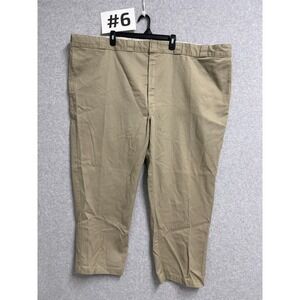 Dickies Straight Fit Dress Pants Mens 57 Beige Logo Flat Front Formal Business